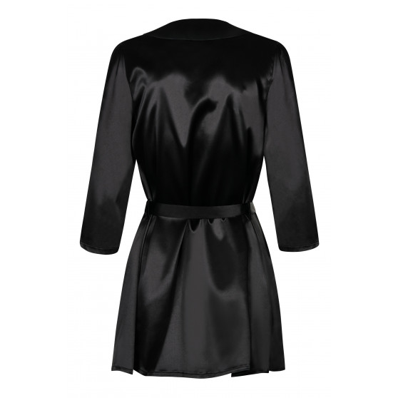 Дамски сатенен халат Obsessive черен (Satinia Robe Black)