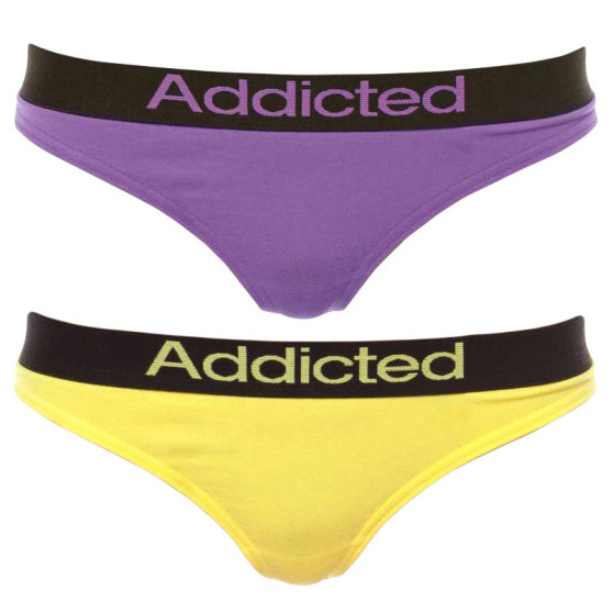 2PACK дамски стрингове  лилаво жълто Addicted