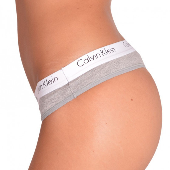 2PACK дамски стрингове Calvin Klein сив (QD3583E-020)