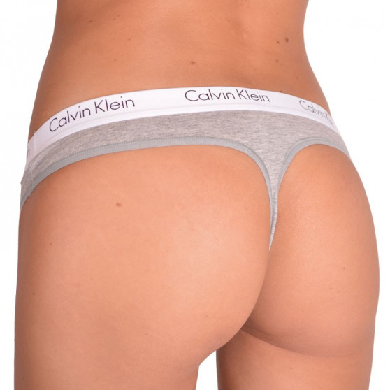 2PACK дамски стрингове Calvin Klein сив (QD3583E-020)