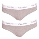 2PACK дамски стрингове Calvin Klein сив (QD3583E-020)