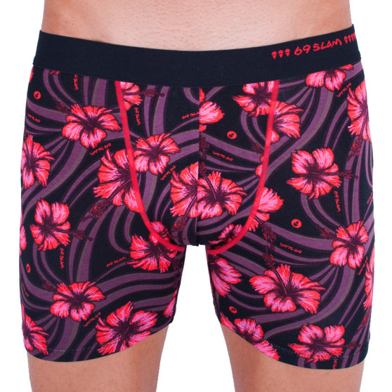 Мъжки боксерки 69SLAM fit бамбук hibiscus red