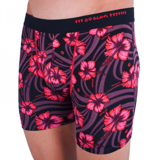 Мъжки боксерки 69SLAM fit бамбук hibiscus red