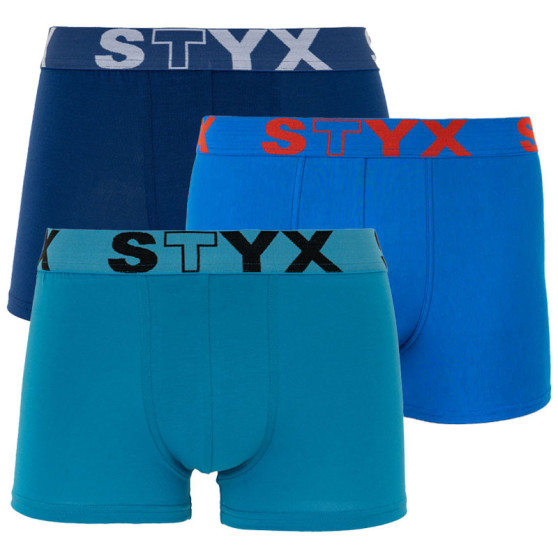 3PACK Мъжки боксерки Styx спортни еластични сини (G9676869)