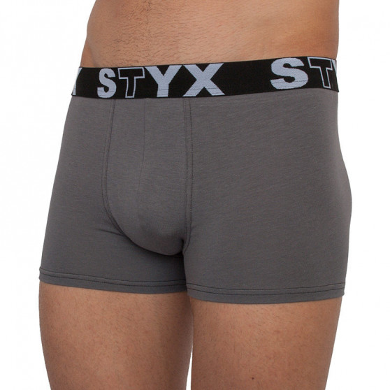 3PACK Мъжки боксерки Styx спортни еластични oversize тъмно сиви (R10636363)