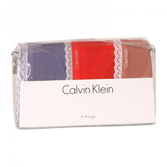 3PACK Дамски стрингове Calvin Klein многоцветен (QD3802E-147)