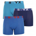 3PACK Мъжки боксерки Styx дълги спортни еластични сини (U9676869)