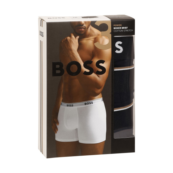 3PACK Мъжки боксерки BOSS тъмно синьо (50475282 480)