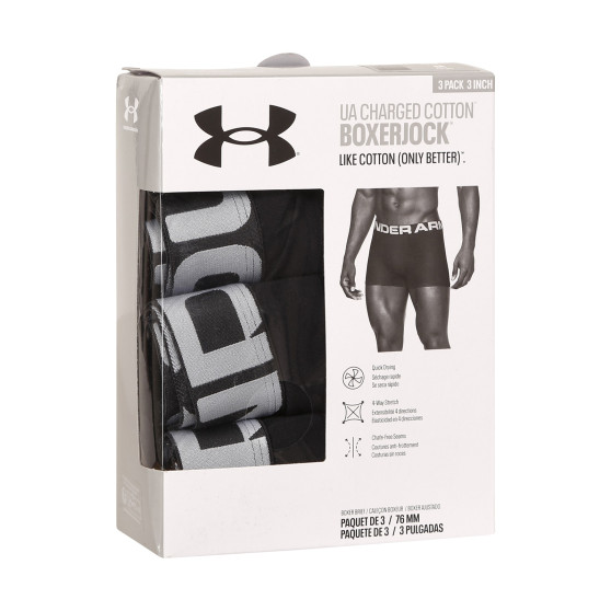 3PACK Мъжки боксерки Under Armour черено (1363616 001)