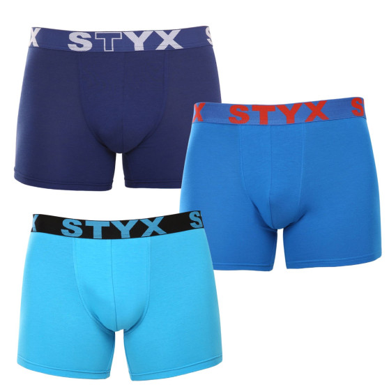 3PACK Мъжки боксерки Styx спортни гумени извънгабаритен сини (3R96879)