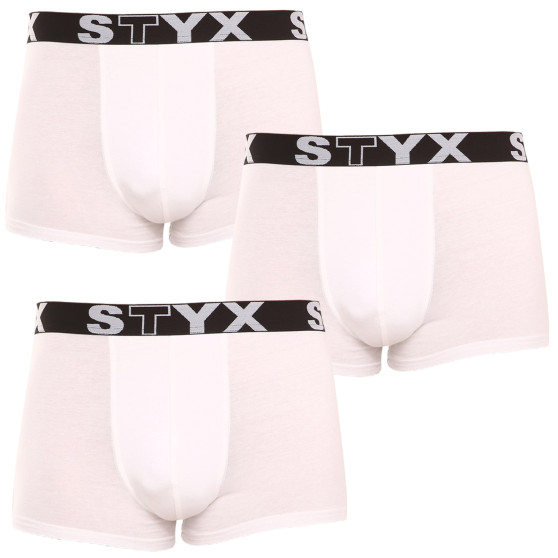 3PACK Мъжки боксерки Styx спортни еластични бели (3G1061)