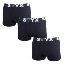 3PACK Мъжки боксерки Styx спортни еластични oversize черни (3R960)