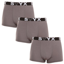 3PACK Мъжки боксерки Styx спортни еластични тъмно сиви (3G1063)