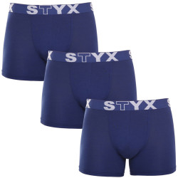 3PACK Мъжки боксерки Styx дълги спортни еластични тъмно сини (3U968)