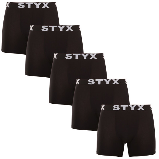 5PACK Мъжки боксерки Styx дълги спортни еластични черни (5U960)