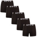 5PACK Мъжки боксерки Styx дълги спортни еластични черни (5U960)