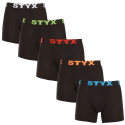 5PACK Мъжки боксерки Styx дълги спортни еластични черни (5U9602)