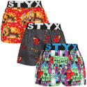 3PACK Детски боксерки Styx изкуство спортна гума многоцветен (3BJ15245)