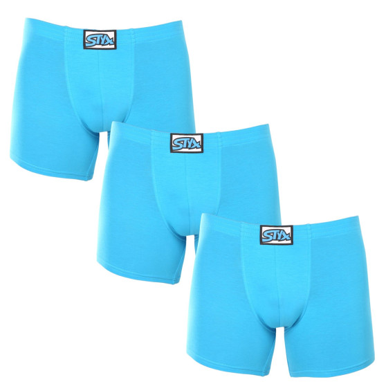 3PACK Мъжки боксерки Styx long класическа гума light blue (3F1169)