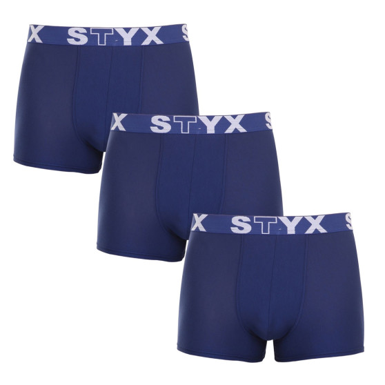 3PACK Мъжки боксерки Styx спортни еластични тъмно сини (3G968)