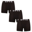 3PACK Мъжки боксерки Styx дълги спортни еластични черни (3U960)