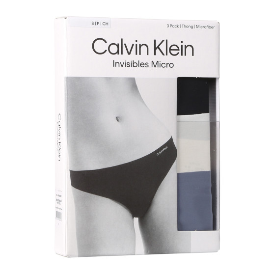 3PACK Дамски стрингове Calvin Klein безшевни многоцветни (QD3558E-NP0)