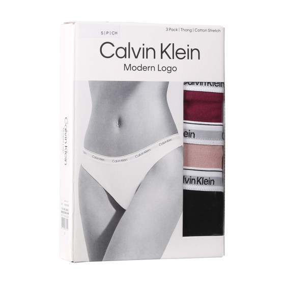 3PACK Дамски стрингове Calvin Klein многоцветен (QD5209E-NP6)