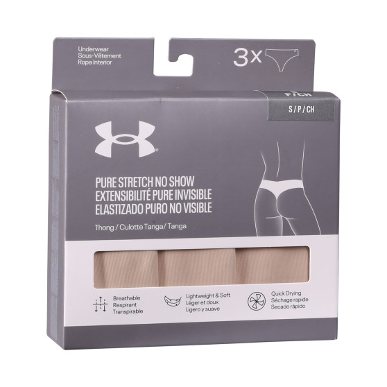 3PACK дамски стрингове Under Armour бежов (1383893 500)