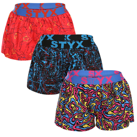 3PACK Дамски боксерки Styx изкуство спорт гума многоцветен (3T13603)