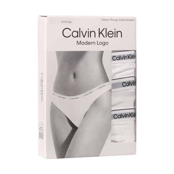 3PACK дамски стрингове Calvin Klein бяла (QD5209E-100)