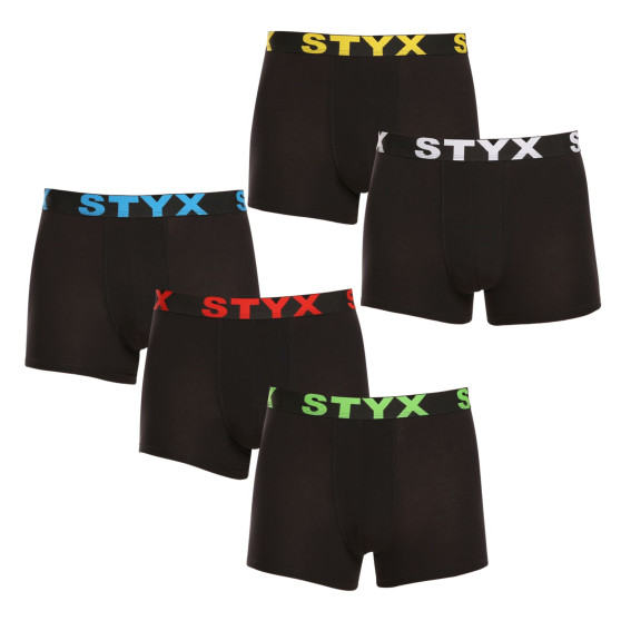 5PACK Мъжки боксерки Styx спортни еластични черни (5G9601)