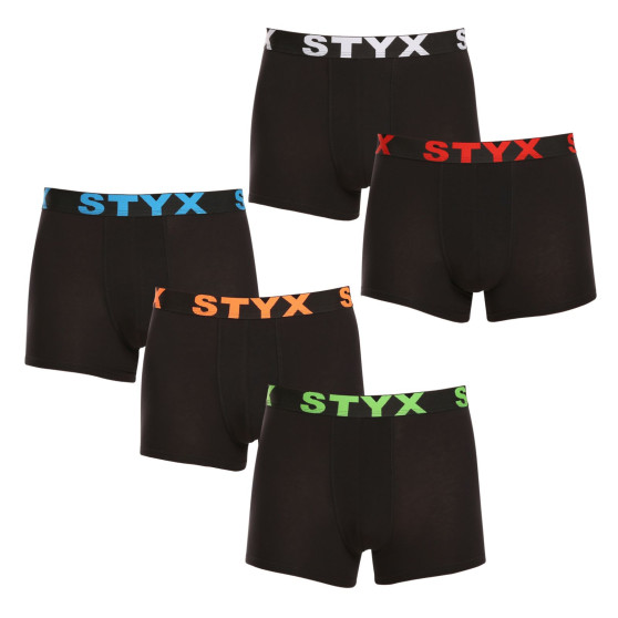 5PACK Мъжки боксерки Styx спортни еластични черни (5G9602)