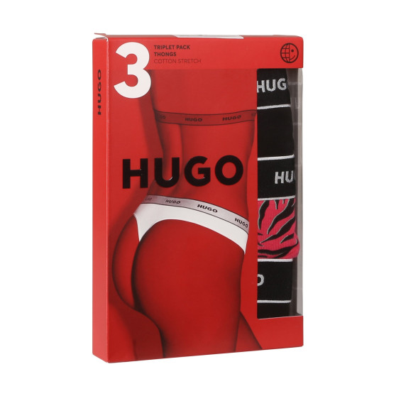 3PACK Дамски стрингове HUGO многоцветен (50495870 661)