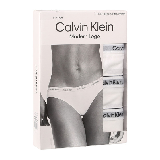 3PACK дамски бикини Calvin Klein бяла (QD5207E-100)