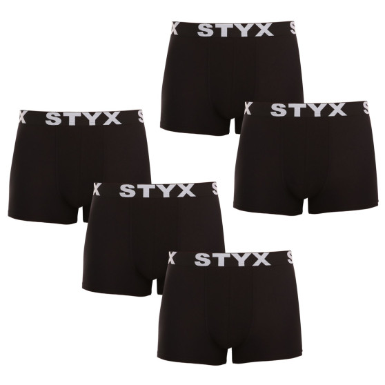 5PACK Мъжки боксерки Styx спортни еластични черни (5G960)