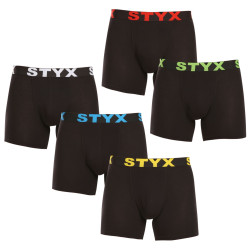 5PACK Мъжки боксерки Styx дълги спортни еластични черни (5U9601)