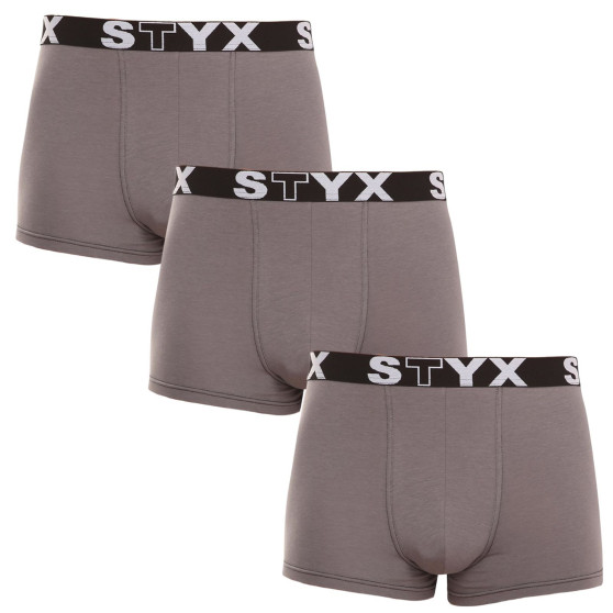 3PACK Мъжки боксерки Styx спортни еластични oversize тъмно сиви (R10636363)