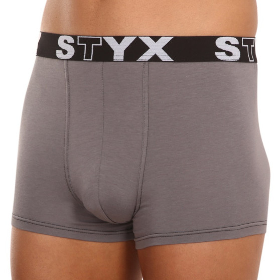 3PACK Мъжки боксерки Styx спортни еластични oversize тъмно сиви (R10636363)